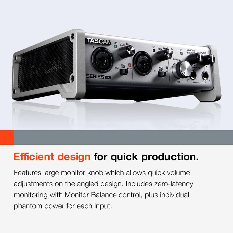 Interface de Áudio Tascam SÉRIE 102i 10 Entradas 2 Saídas USB MIDI